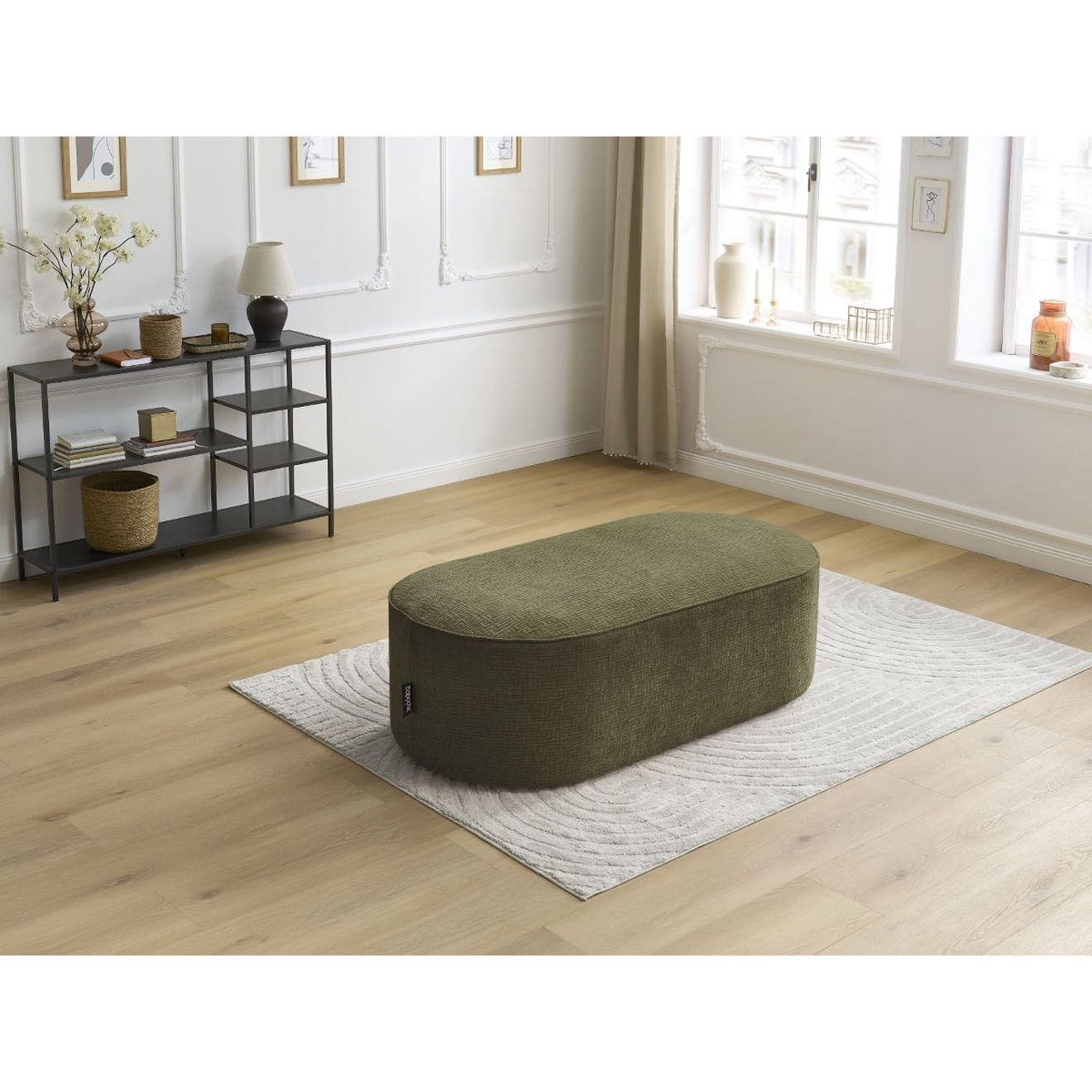 Bobochic Pouf pour canapé modulable Rousseau texturé vert - 140x70x45 cm