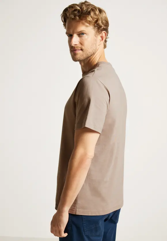 Basic T-Shirt in Unifarbe - dull sand