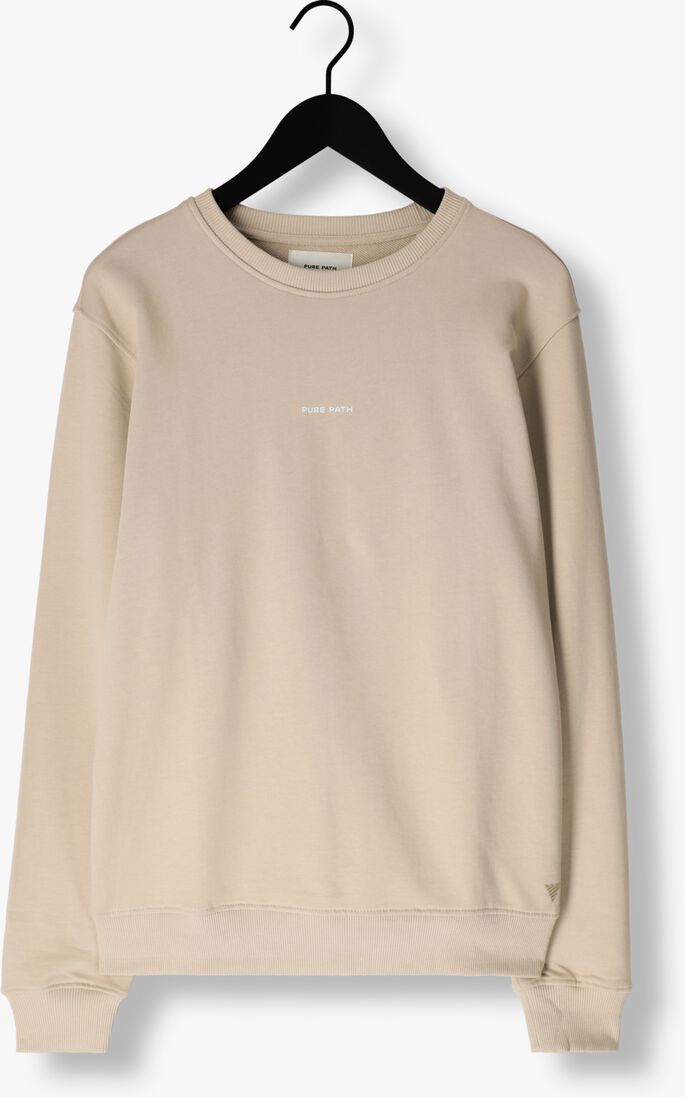 PURE PATH zand pure path trui crewneck with fnt and back print