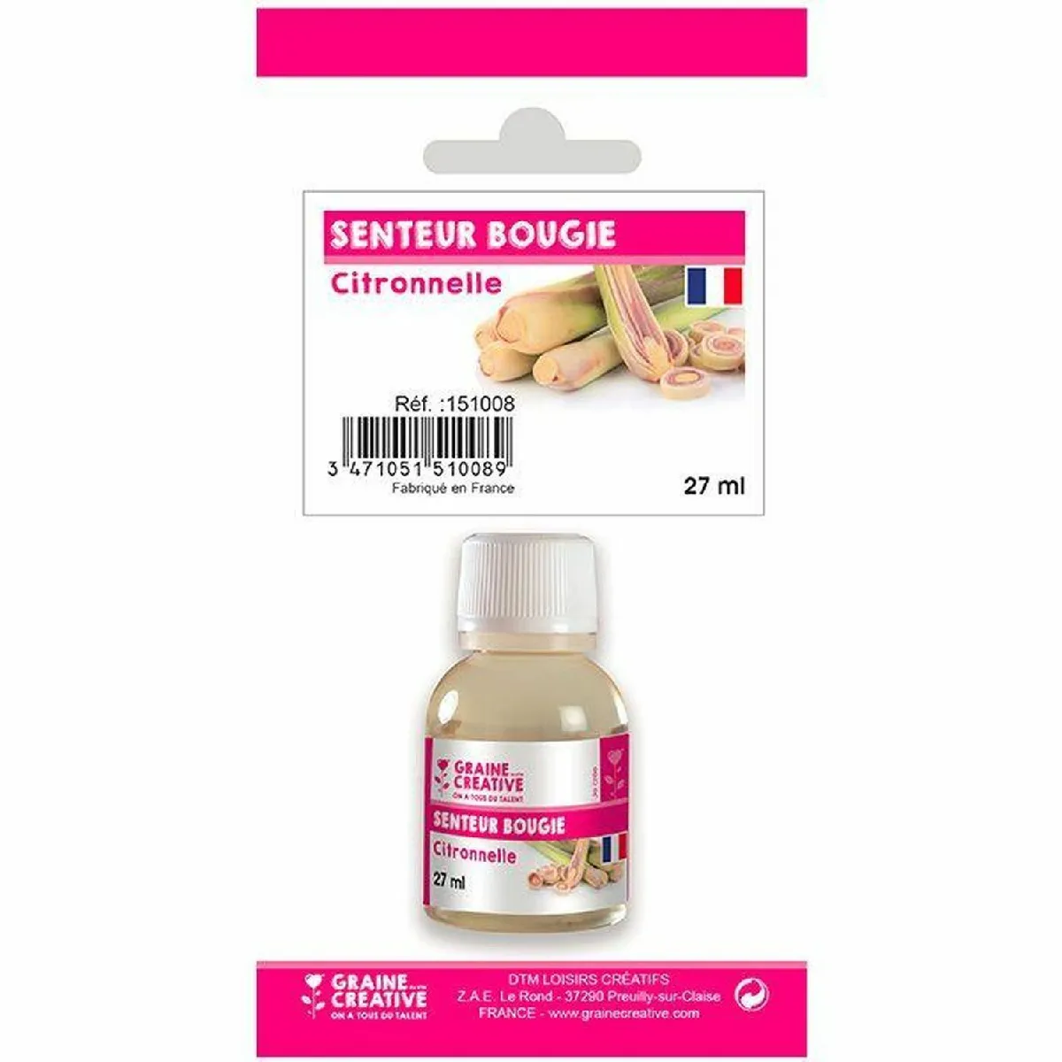 Graines Créatives Parfum Bougie Citronnelle