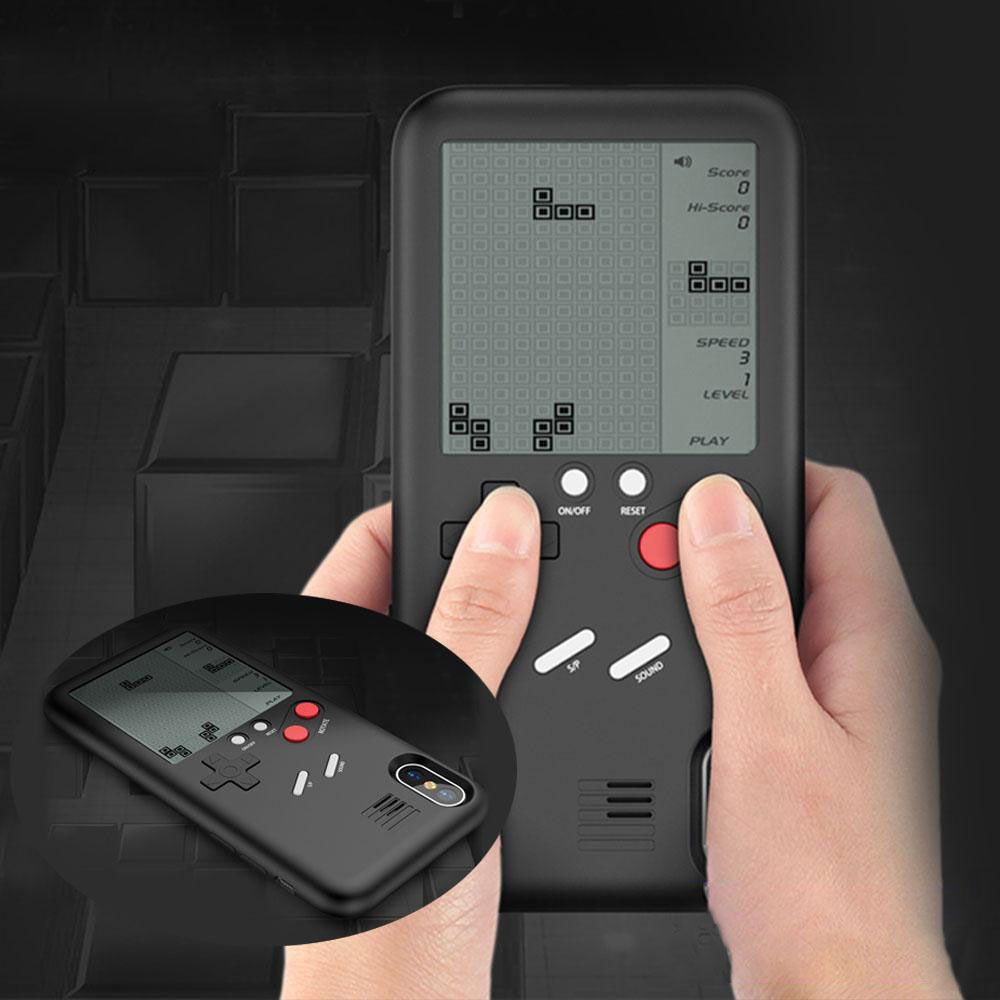 iPhone Xs / X Hardcase Hülle mit integrierter Spiele-Konsole und verschiedenen Retro-Spielen - Schwarz