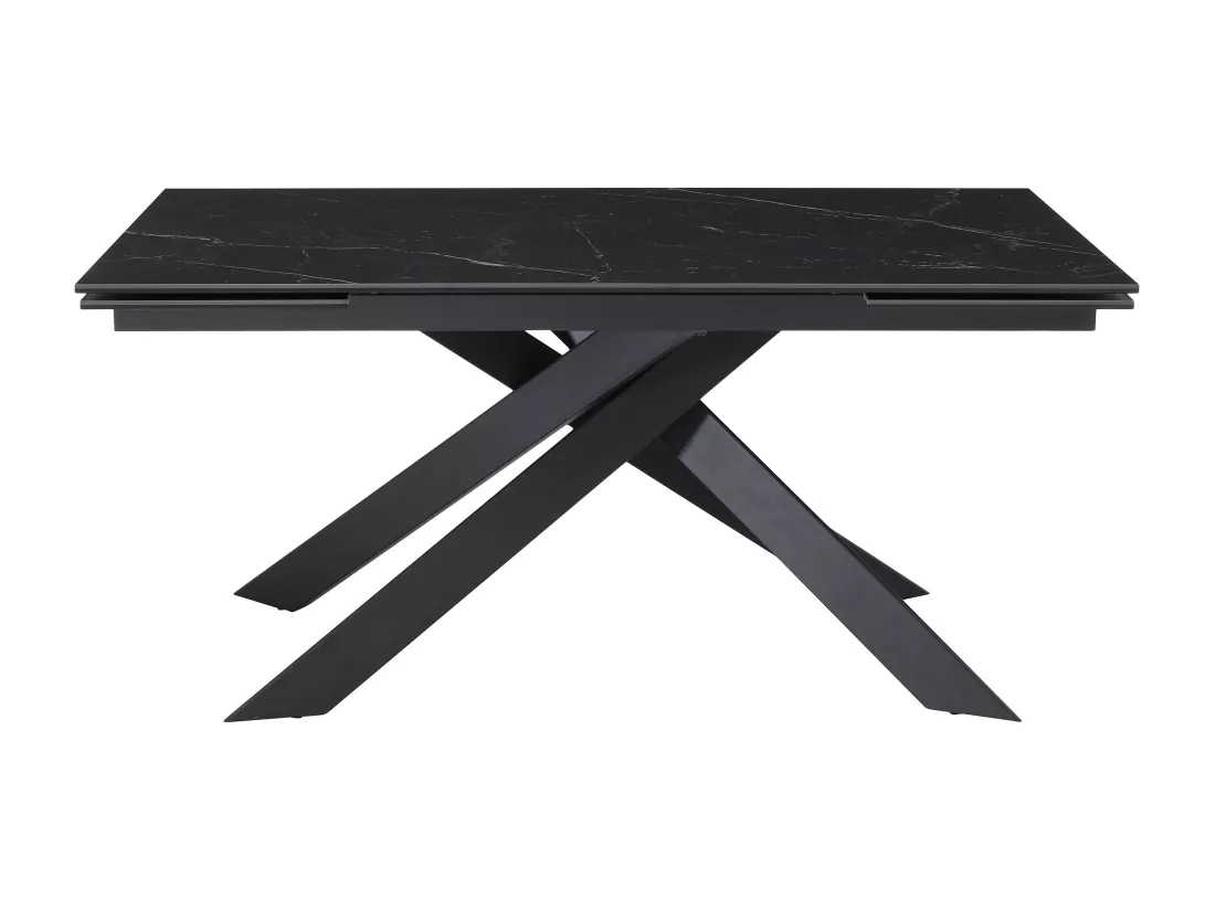 Table à manger extensible 6 à 10 personnes en céramique, verre trempé et métal - Effet marbre noir - COREMA de Maison Céphy