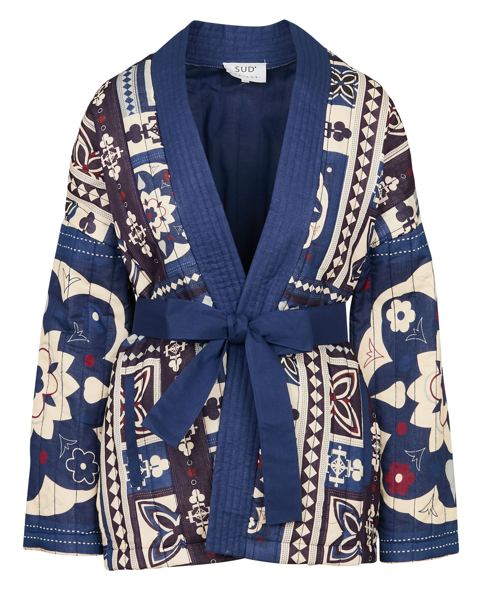 VANELI - Veste droite en coton imprimée | Bleu