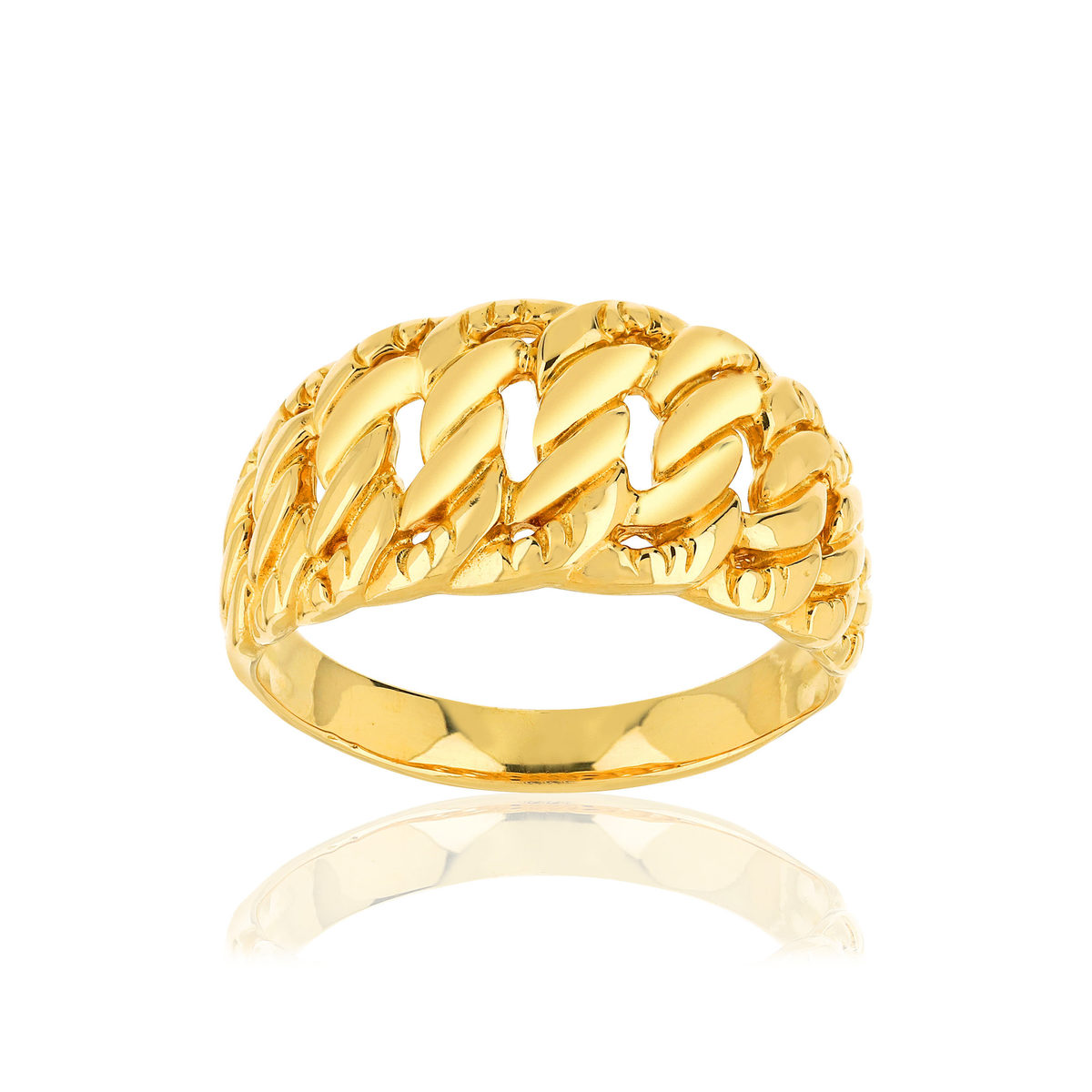 Bague or jaune 375 chaîne