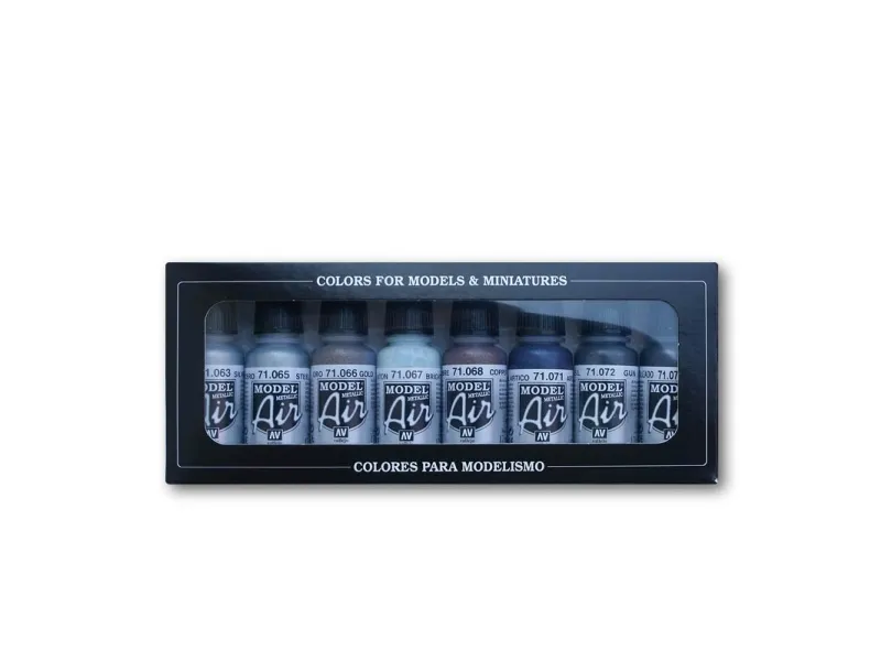 Vallejo 71.176, 17 ml, Sort, Blå, Messing, Kobber, Guld, Sølv, Metallic, Flaske