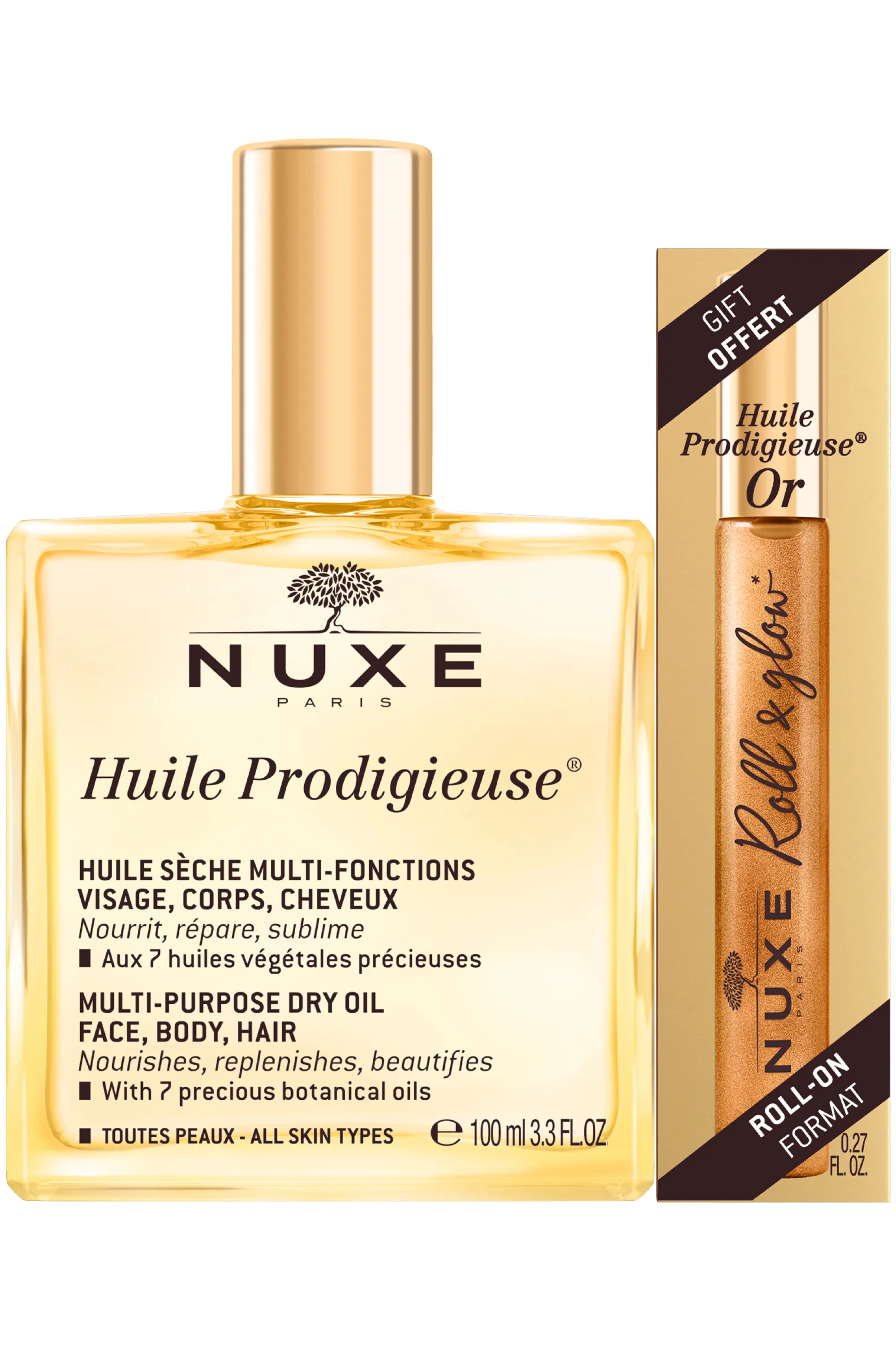 Nuxe Duo Huile Prodigieuse® 100ml et Roll-on Huile Prodigieuse® Or offert-108 ml