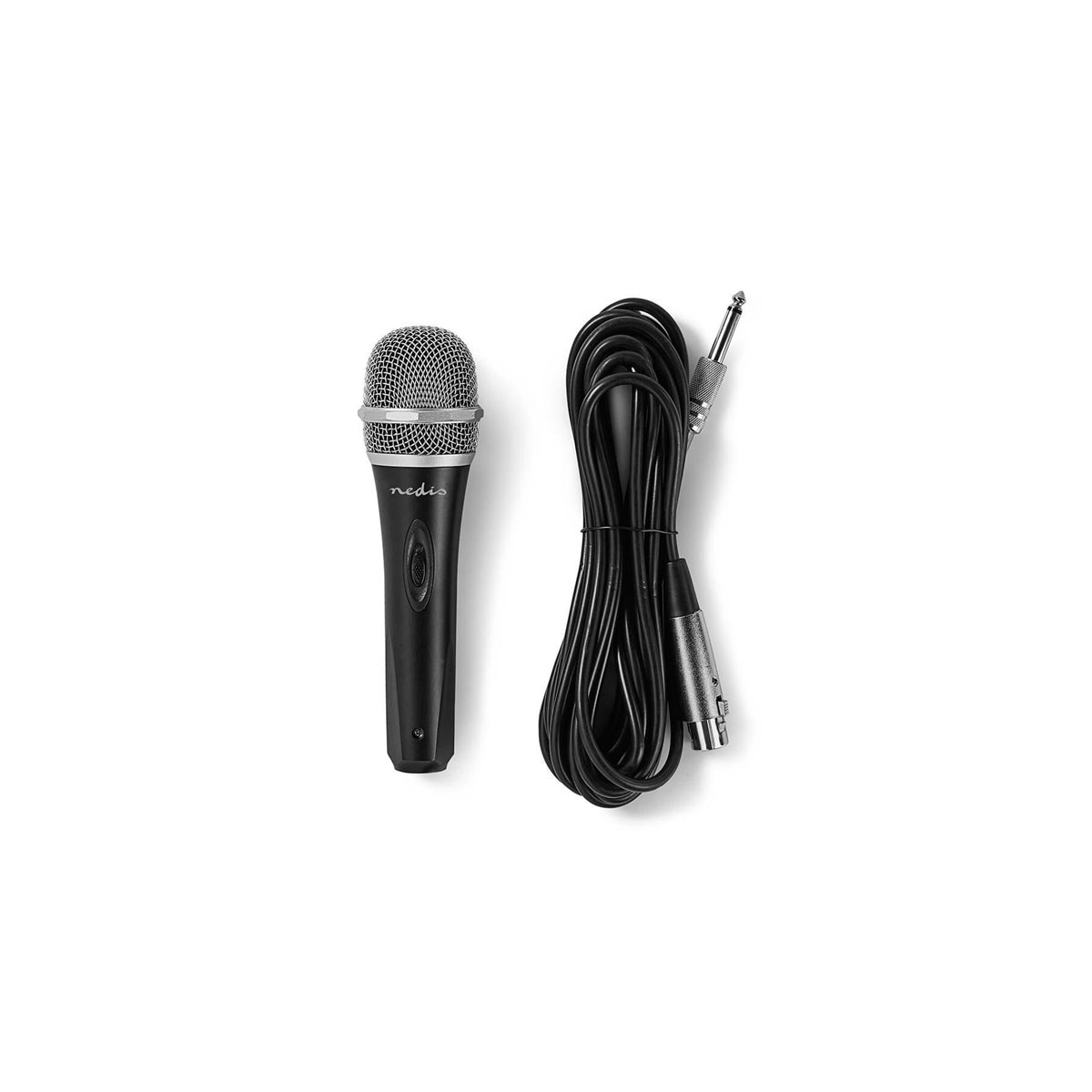 Nedis Wired mikrofon | Kardioid | Avtakbar kabel | 5.00 m | 50 Hz - 15 kHz | 600 Ohm | -72 dB | Av/på-bryter | Reiseveske inkludert | Metall | Grå / Sort
