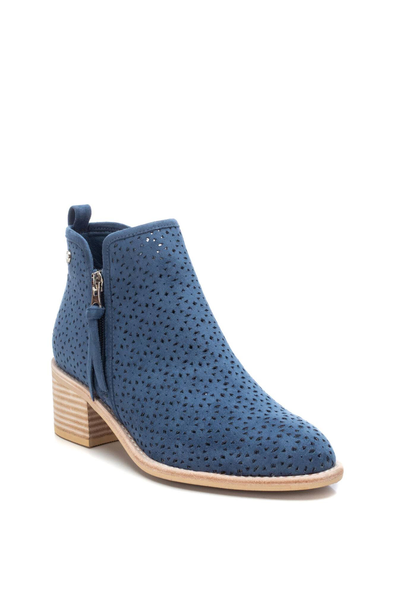 Botas de cano curto com salto para mulheres, Xti - azul médio
