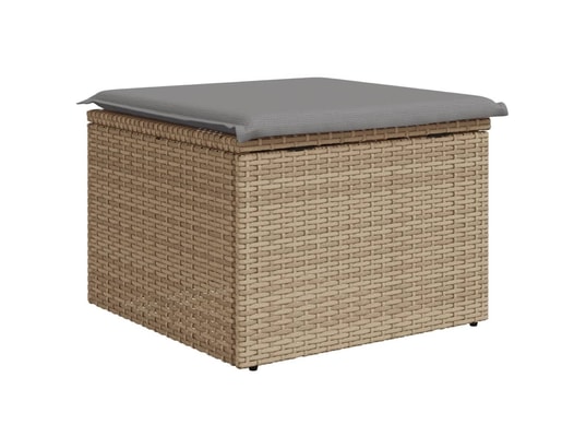 VIDAXL - Pouf Tabouret de jardin avec coussin beige 55x55x37cm résine tres...