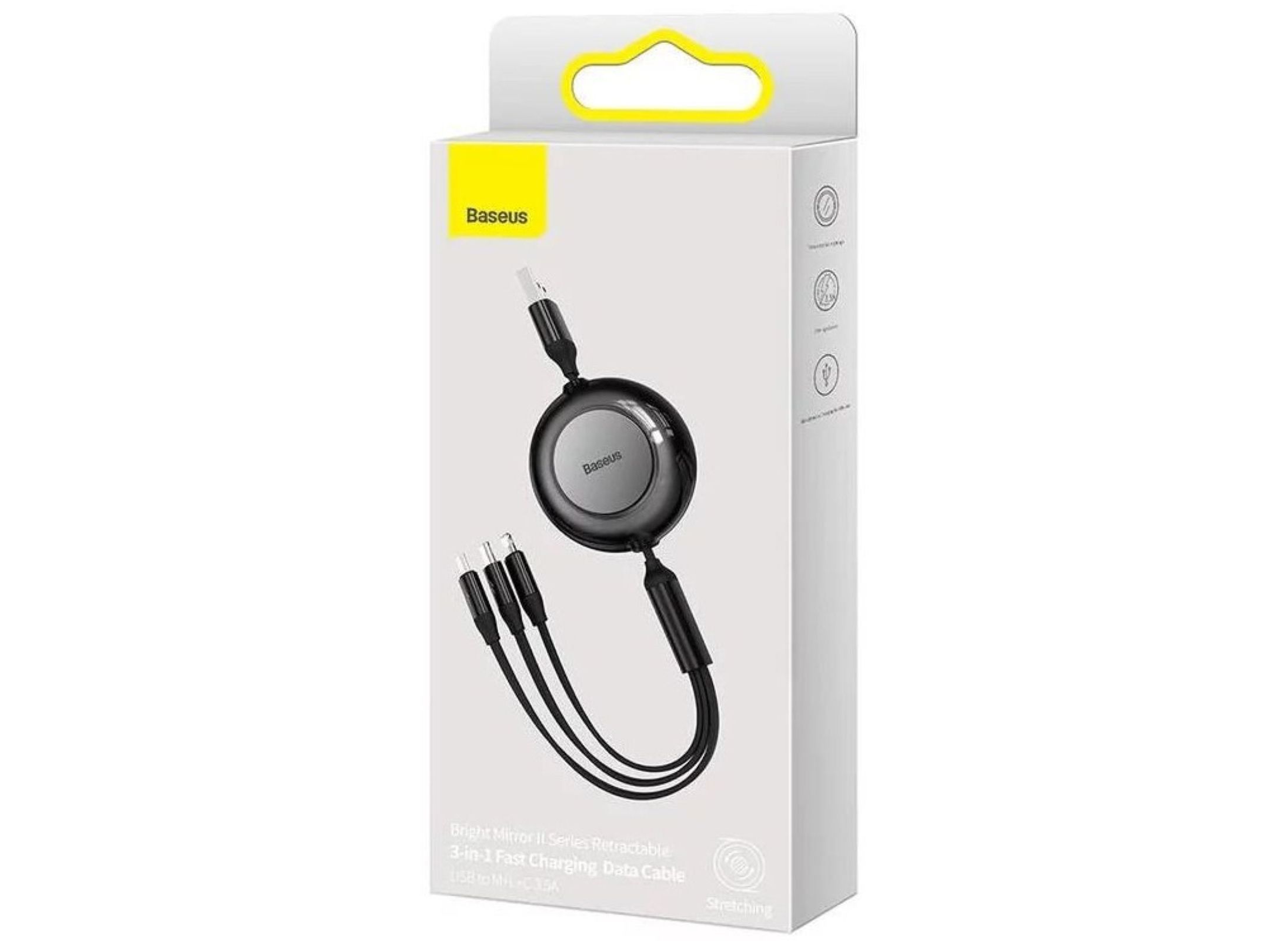 CABO CARREGAMENTO BASEUS BRIGHT MIRROR 2 RETRACT PRETO