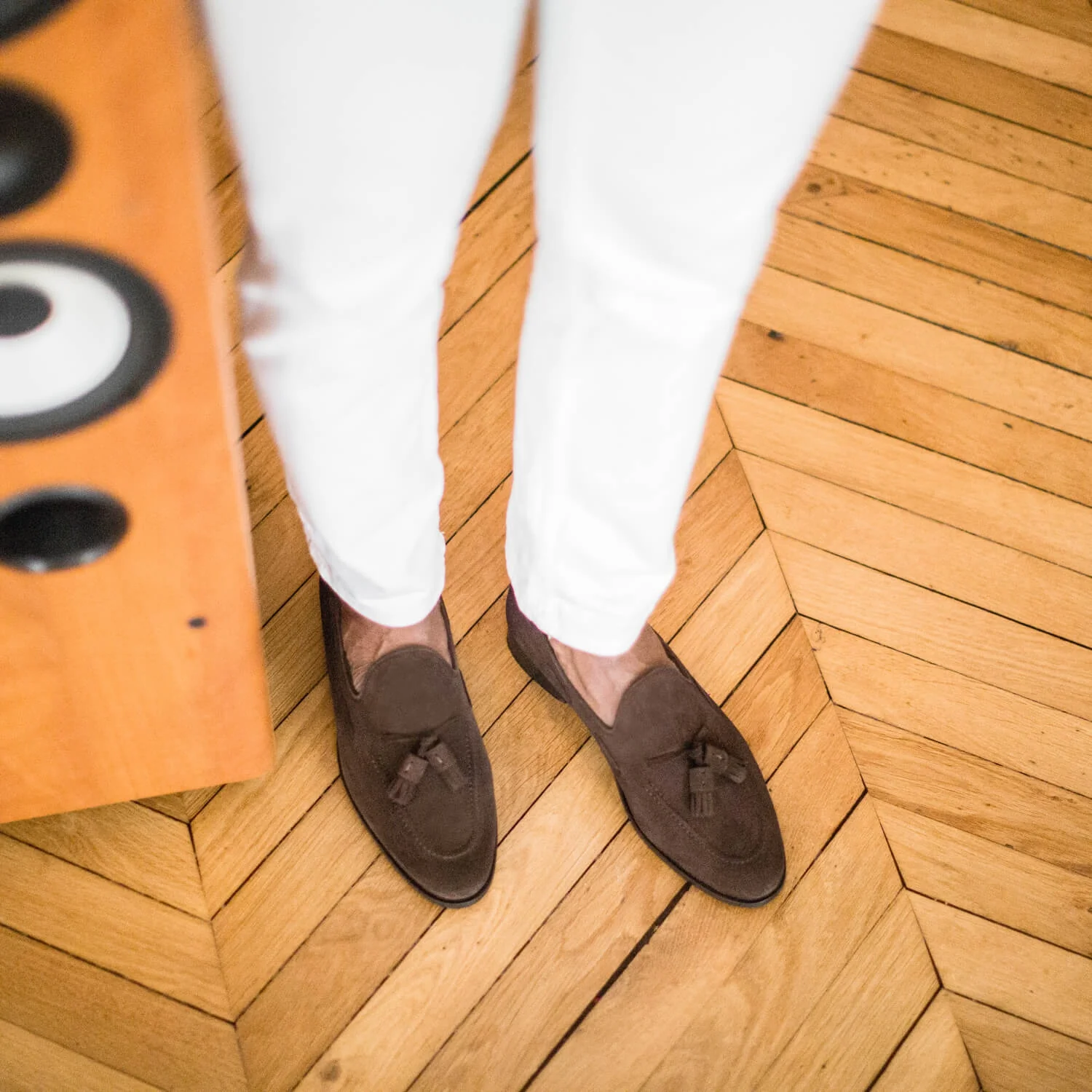 Micky-Mocassin à glands en velours marron