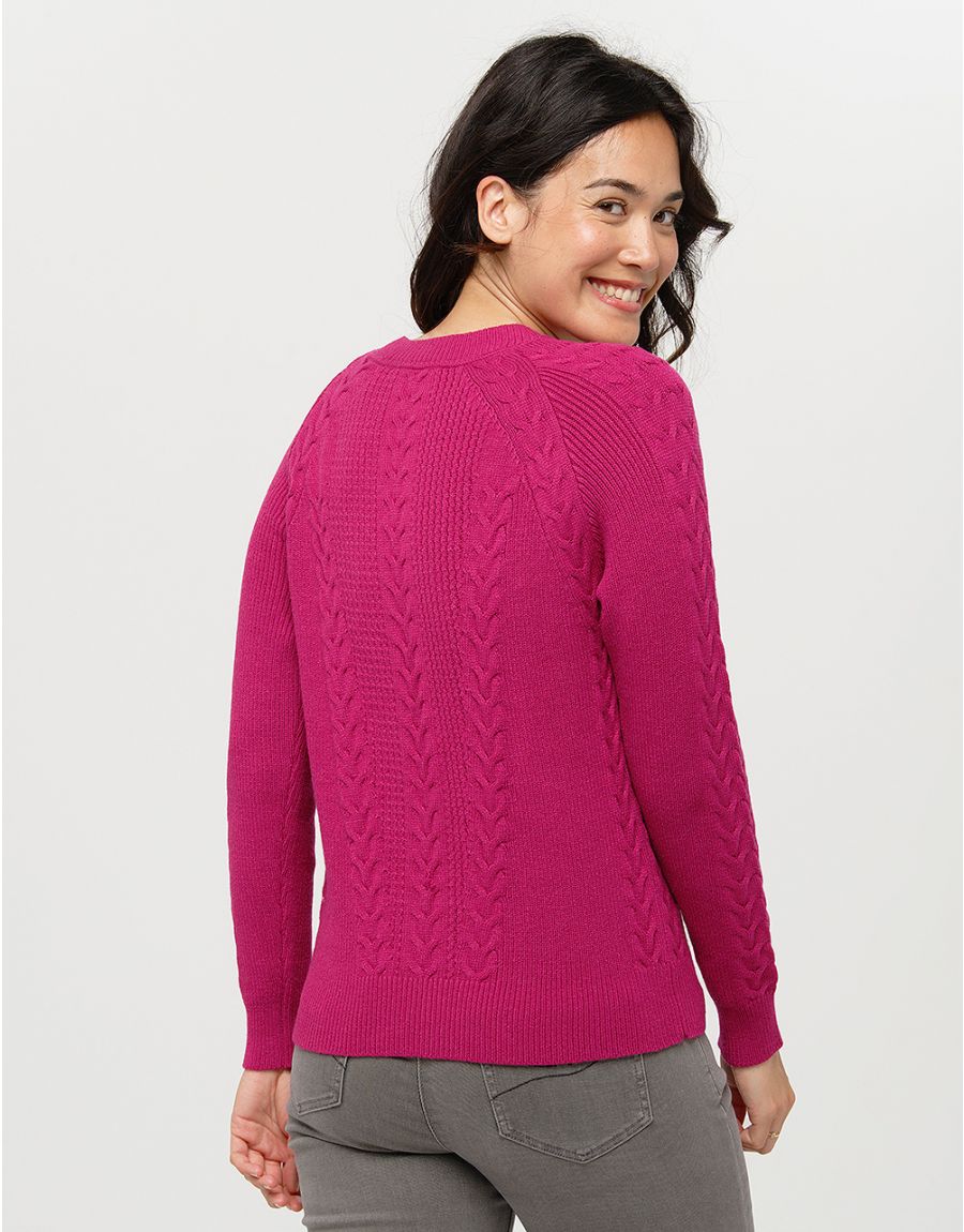 Pull doux prune torsades
