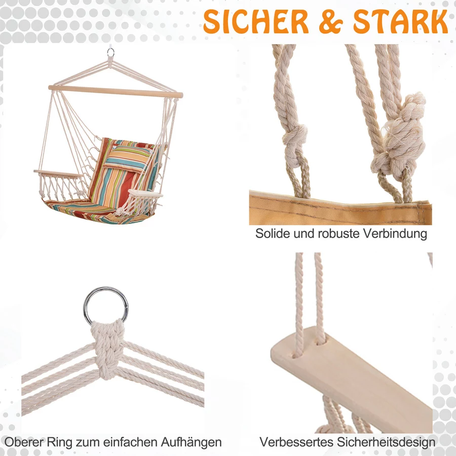 Outsunny Hängesessel mit Kopfkissen mehrfarbig