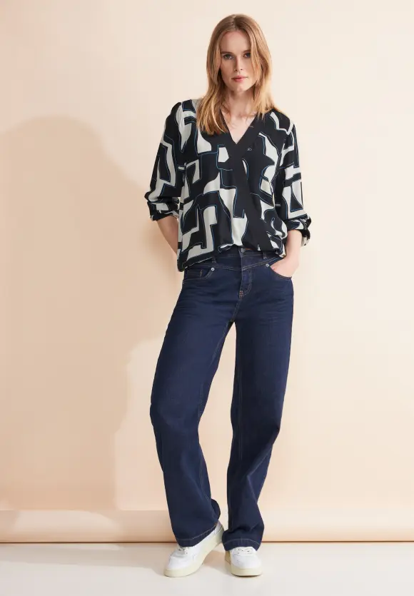 Print Wickel Bluse - deep blue