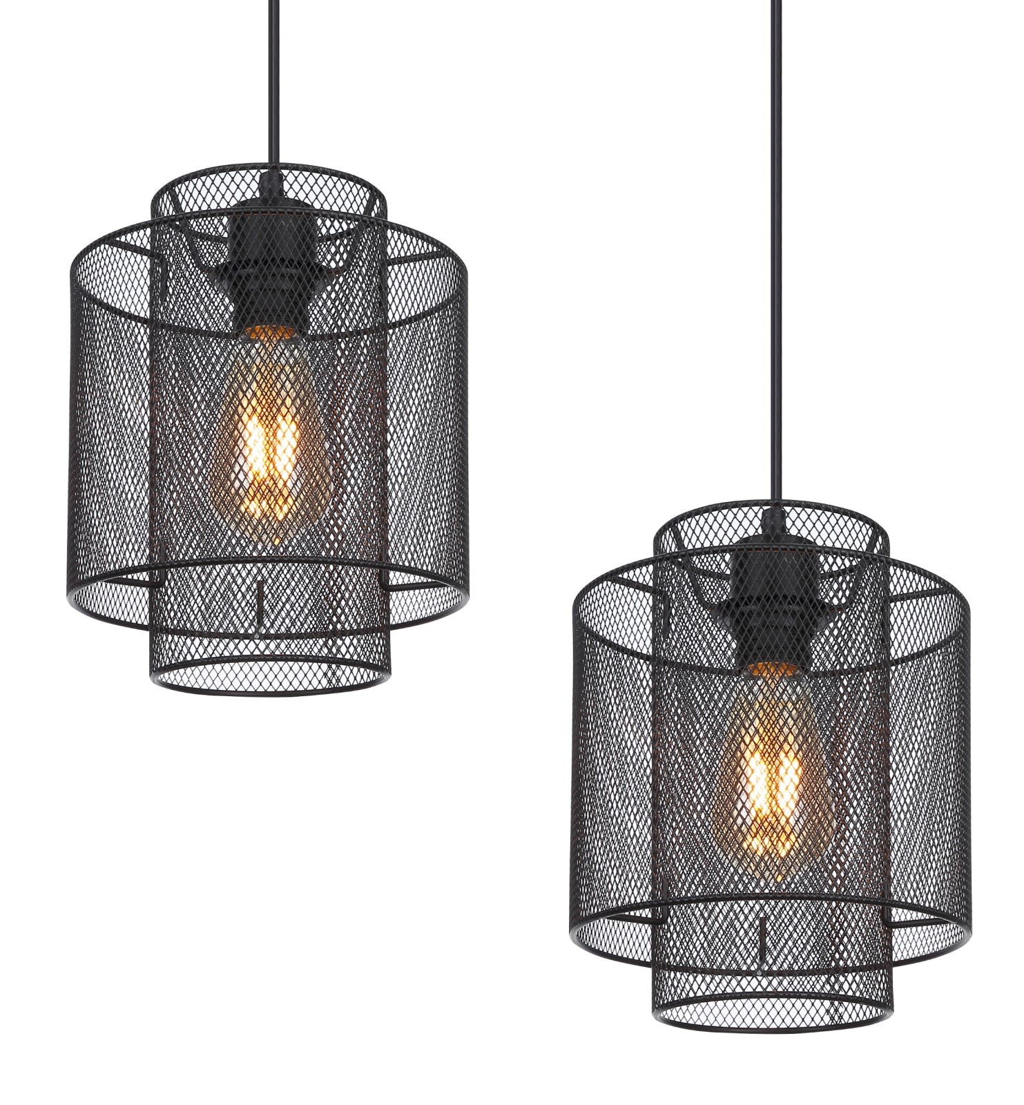 Pendelleuchte - schwarz-matt - Metall - 120 cm hoch