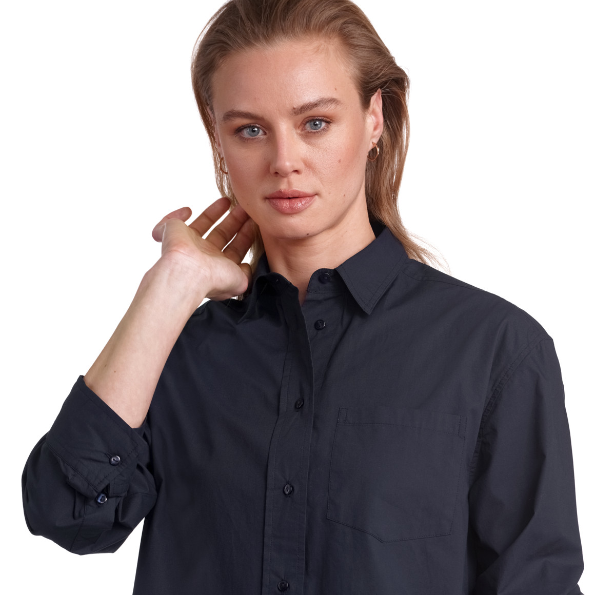 Jonas Nielsen Damen Bluse mit Tasche dunkelblau