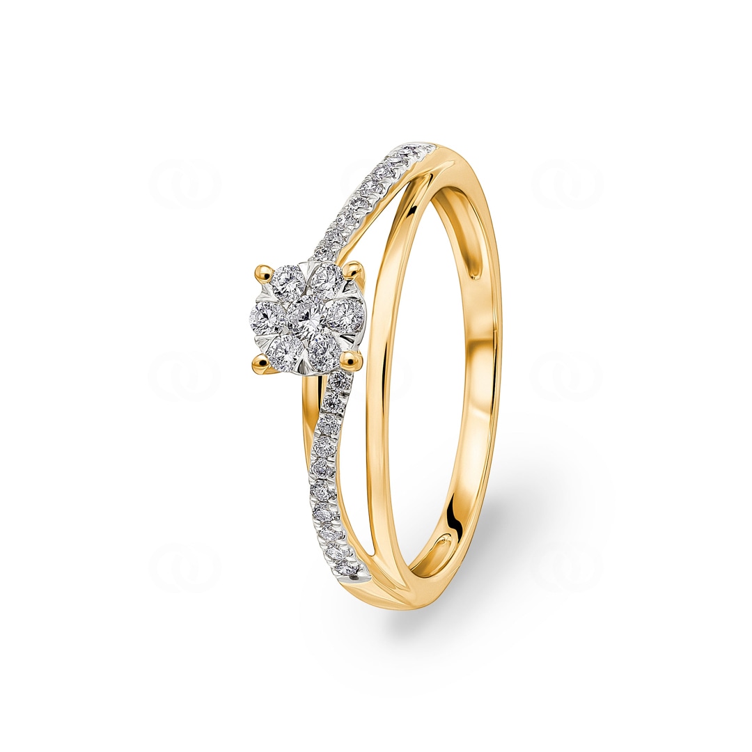 0.23 Karat Diamantring 750/18 K Gelbgold