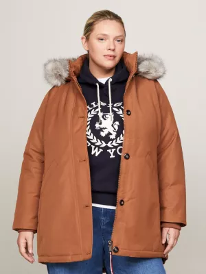 Parka acolchoada com capuz e forro de pele sintética Curve