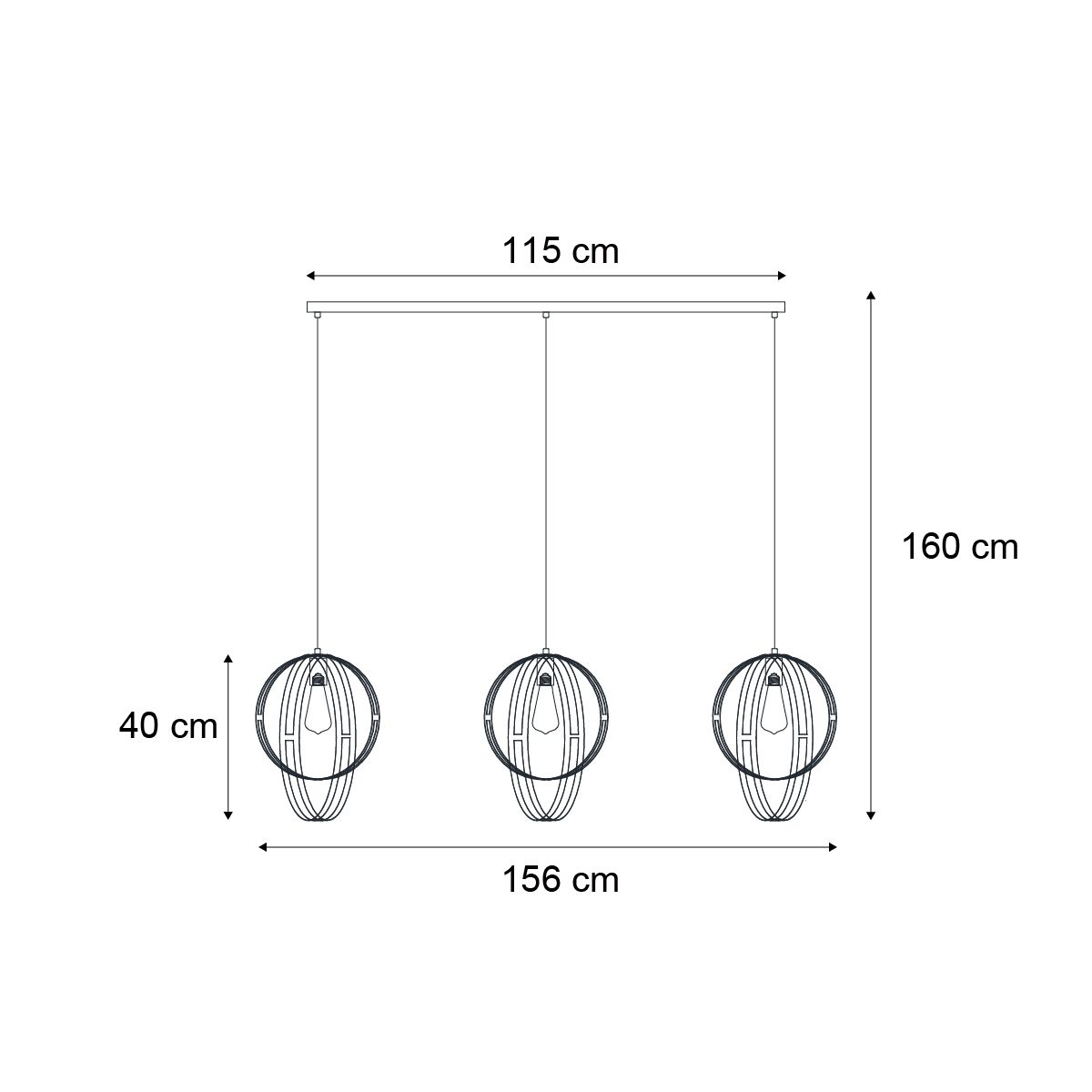 Design hanglamp zwart langwerpig 3-lichts - Indu