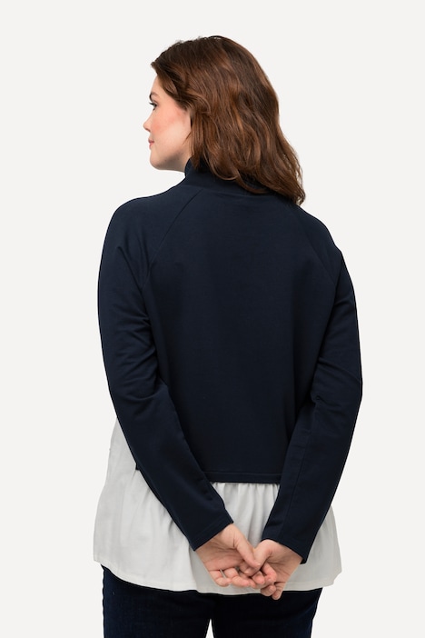 Sweatshirt, Lagenoptik, Stehkragen, Langarm, Biobaumwolle