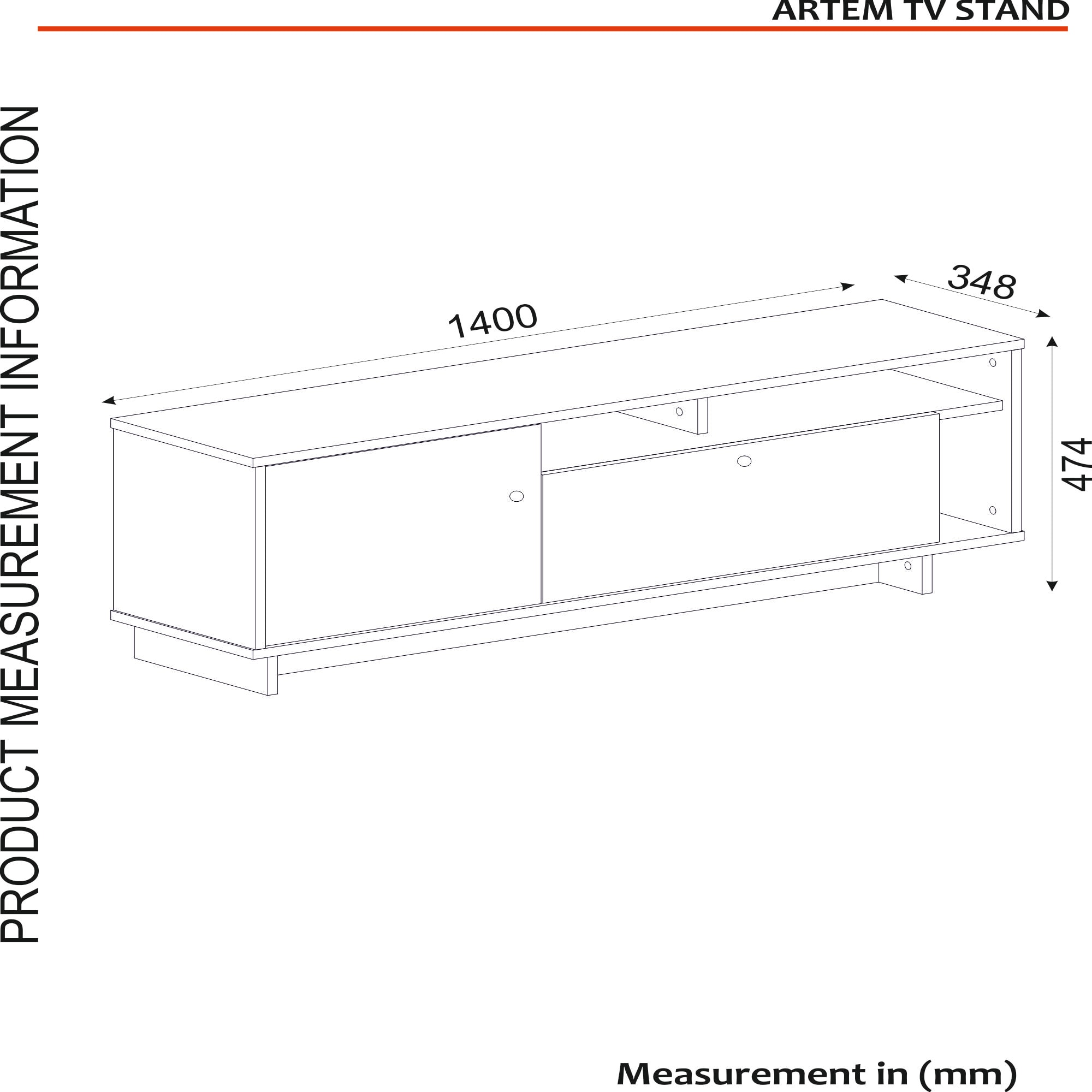 TV Lowboard Artem Rebab Braun Dunkelgrau ( Marmor Optik )