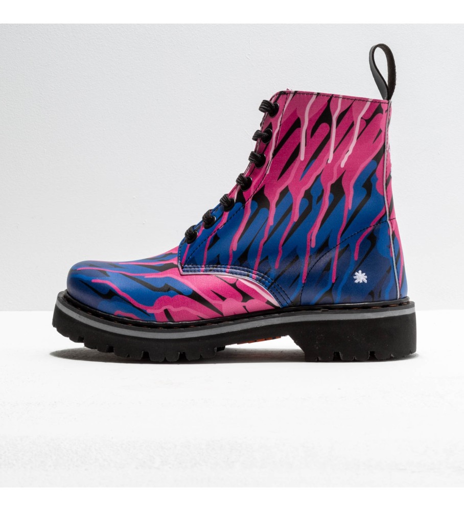 Botas de tornozelo de couro multicoloridas Art