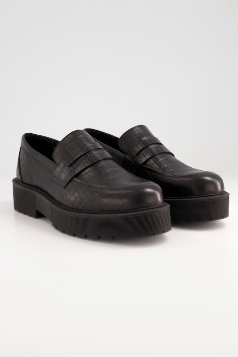 Leder Loafer, Kroko-Prägung, Plateausohle
