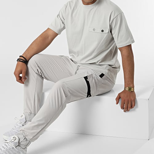 Ensemble Tee Shirt Et Jogger Pant Ll656 Gris Clair