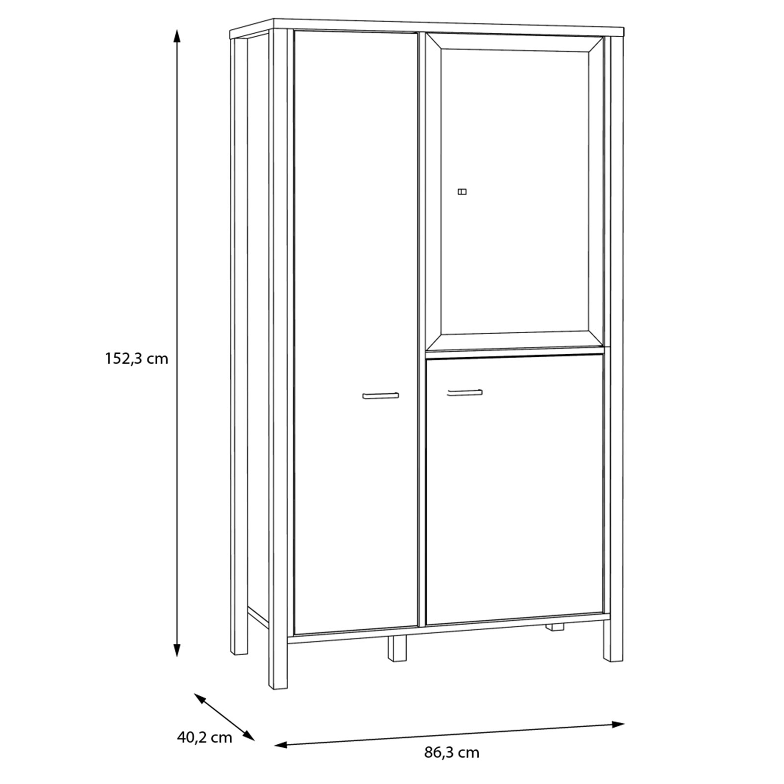 Highboardvitrine - Riveria Eiche - schwarz - 152 cm hoch