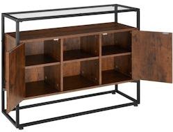Tectake - Wandkast Oldham - 100x38x80,5cm - Industrieel - Donkerbruin - Bijzettafel - 404684