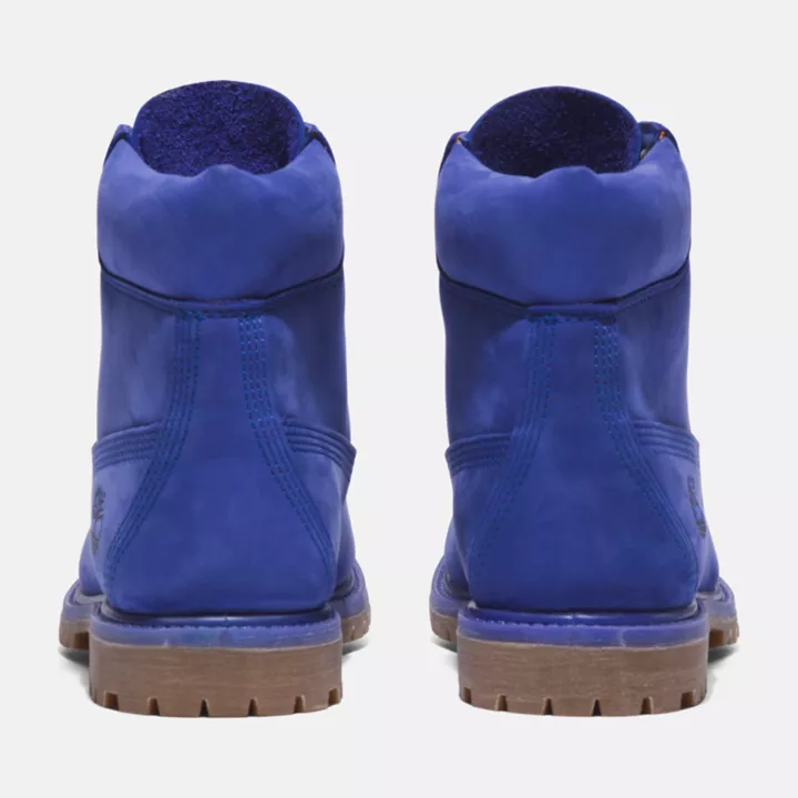 Bota Timberland Premium de 6 polegadas impermeável, edição 50, para mulheres, na cor azul.