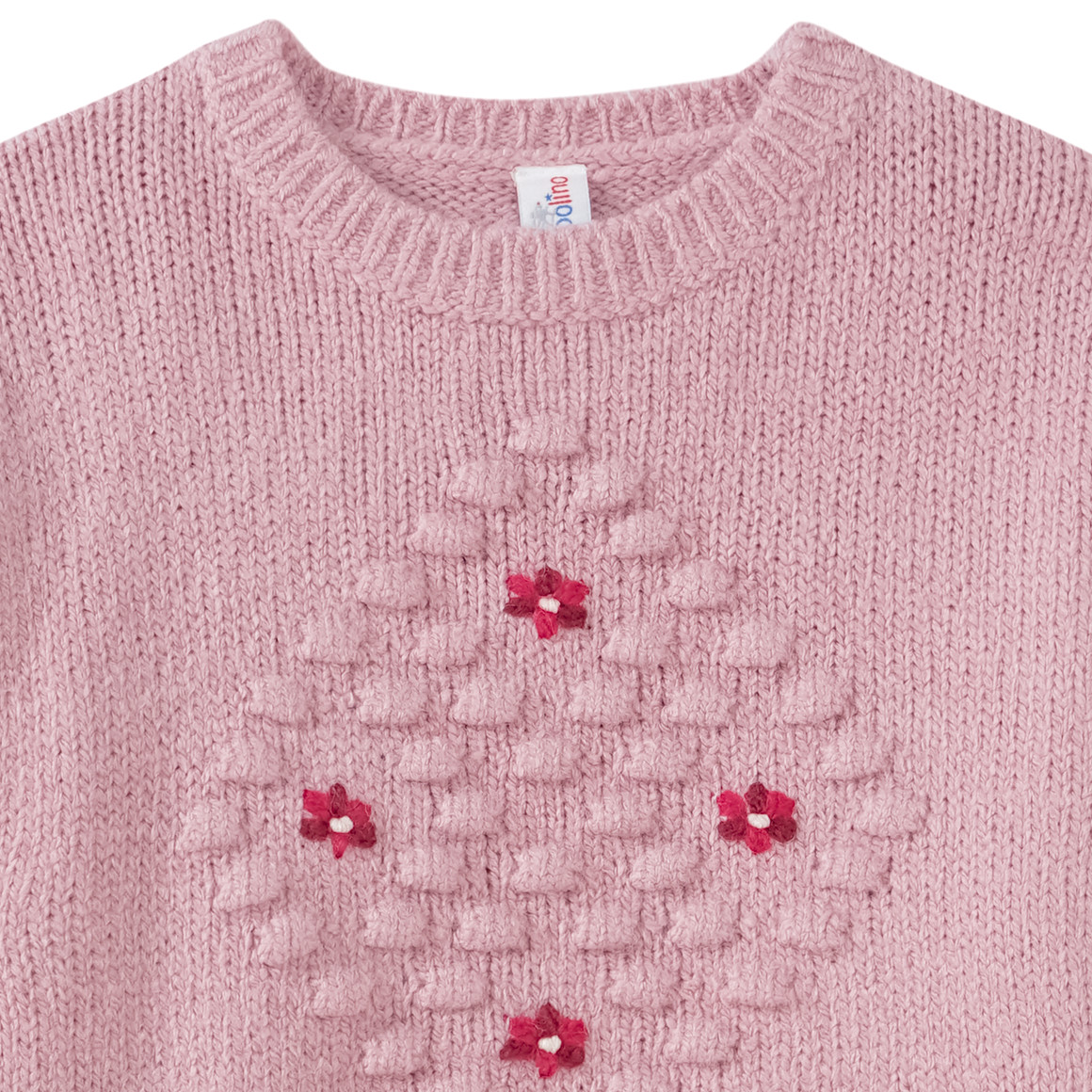 Topolino Mädchen Strickpullover mit Blümchen-Stickerei rosa