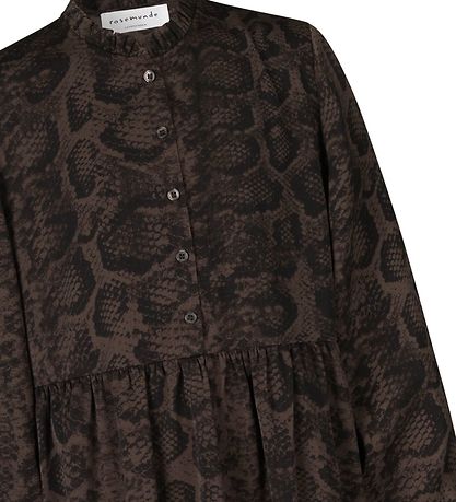 Rosemunde Kjole - Recycled Polyester - Smoaked Oak Snake Print