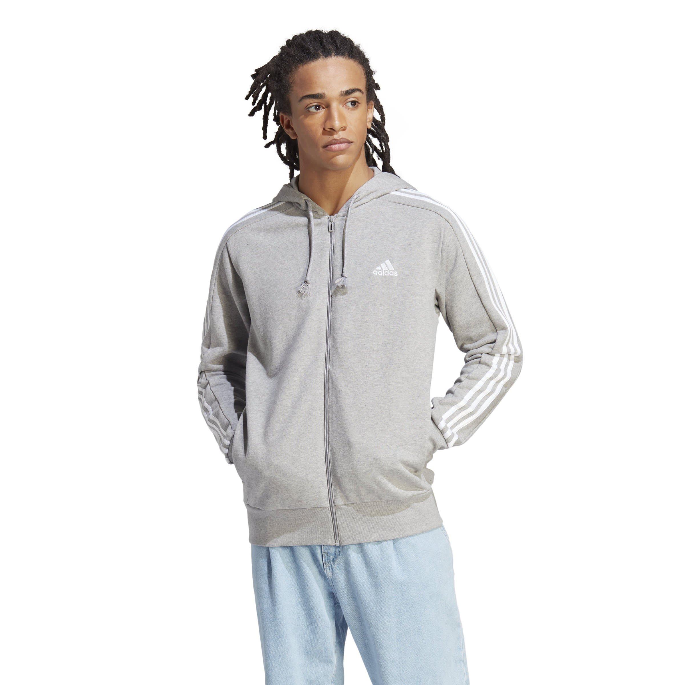 adidas Essentials French Terry 3 Stripes Zip Hoodie Mens