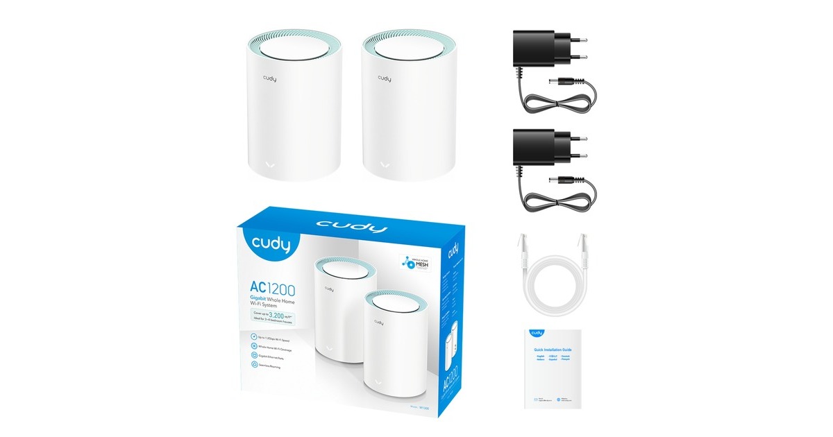 CudyAC1200 Gigabit Mesh Wi-Fi System (2-Pack) mesh router  (Wit)