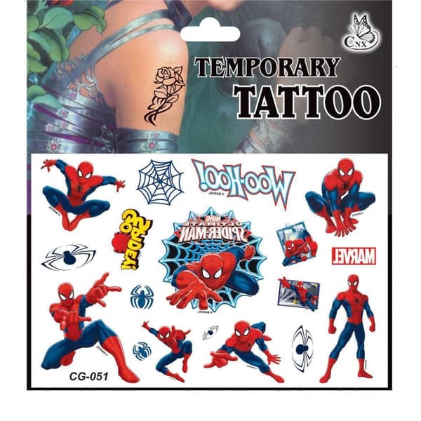 Spiderman-tatoveringer - 4 ark - Barnetatoveringer - Avengers