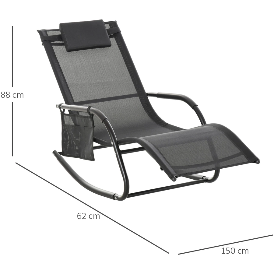 Outsunny Schaukelstuhl atmungsaktive Mesh-Gewebe schwarz