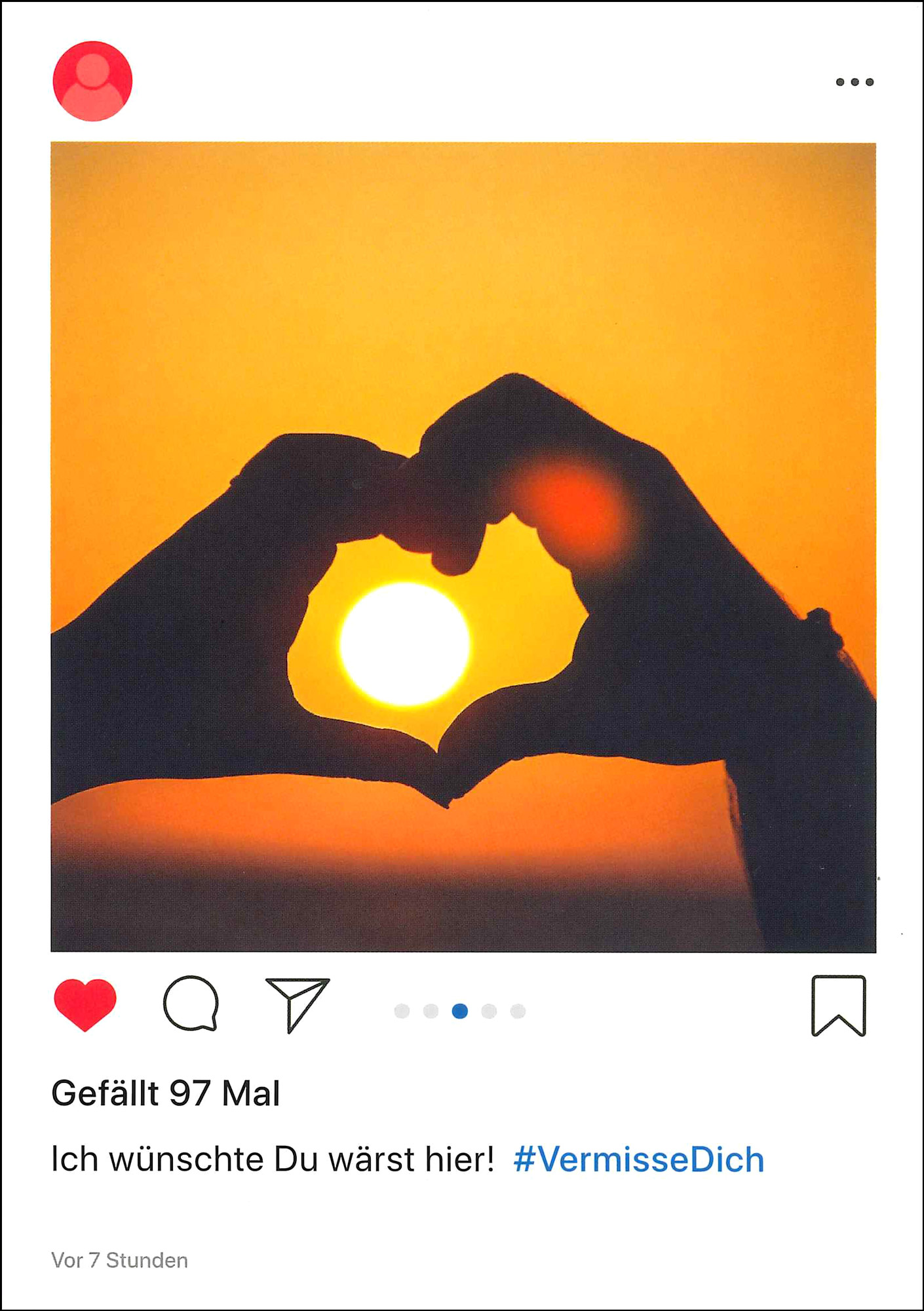 Postkarte '#Vermisse Dich' günstig bestellen