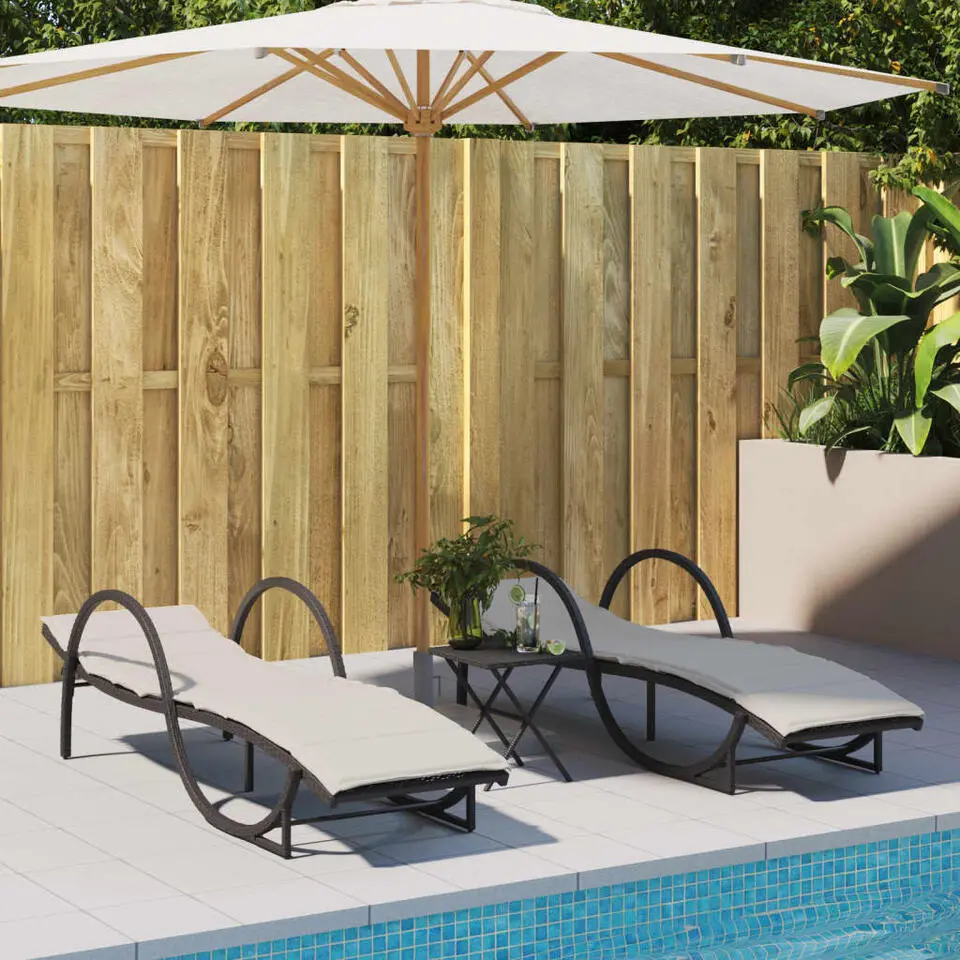vidaXL - Ligbed - Zwart - Poly rattan