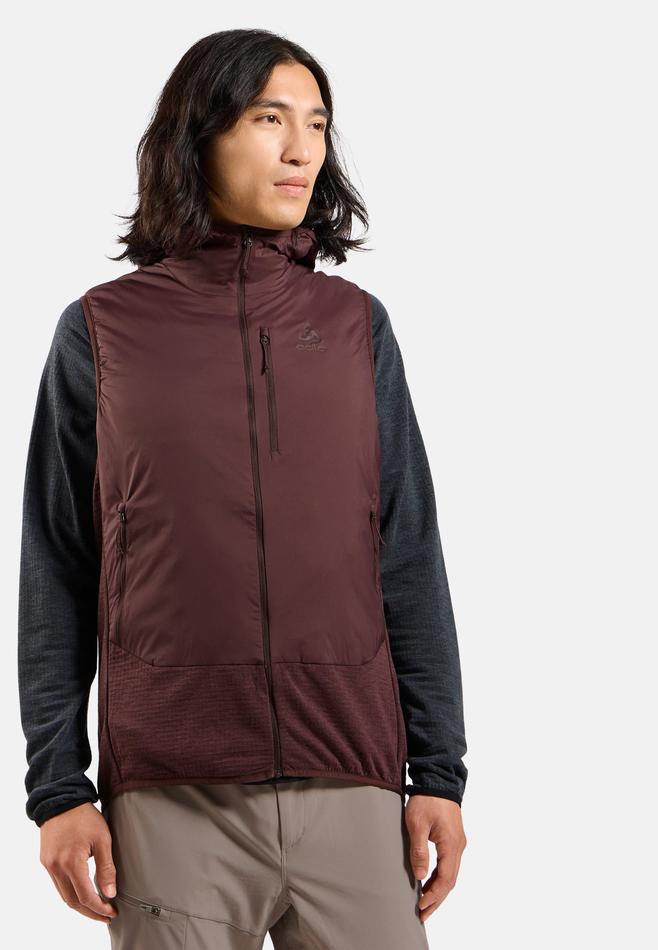 Isolierte Ascent Hybridweste mit Wolle in fudge