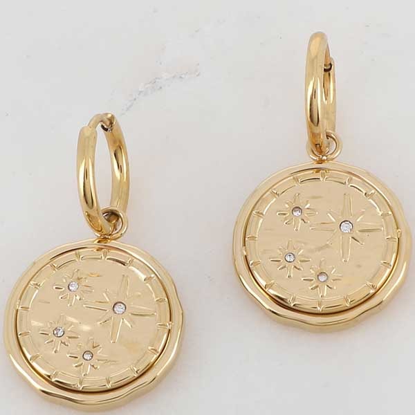 Boucles d'oreilles - Acier inoxydable doré & zirconium