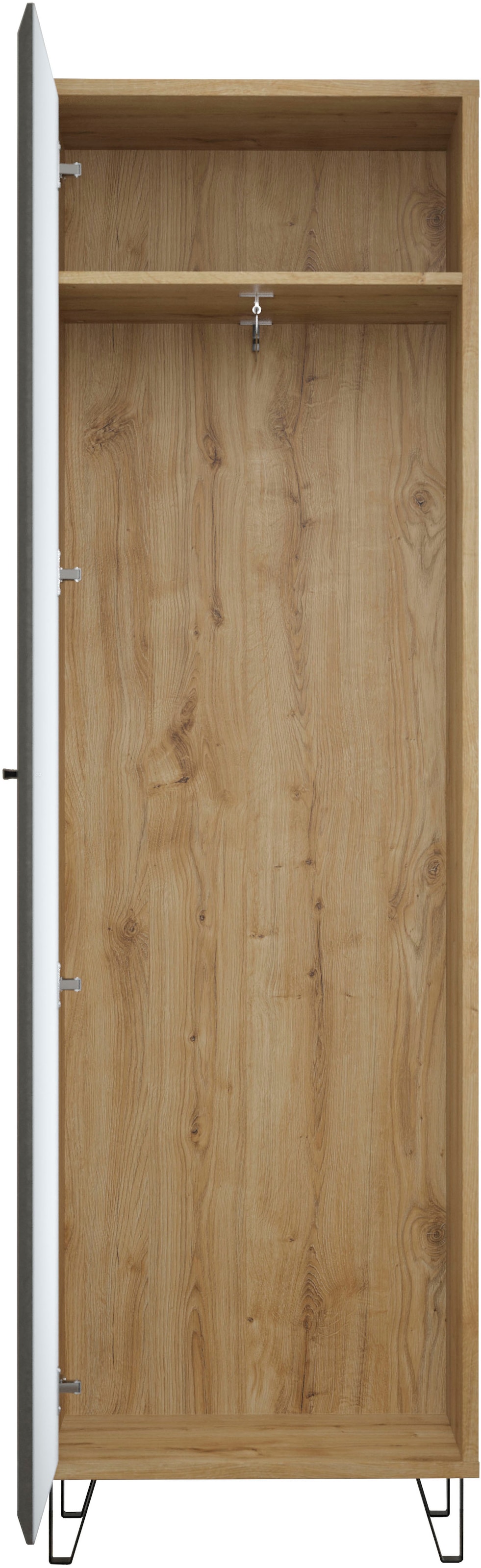 PLACES OF STYLE Garderobenschrank »Belva« 1 Stk. tlg. Flurschrank mit 5 verstellbaren Böden und ausziehbarer Kleiderstange