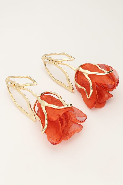 Statement oorhangers met oranje tulp