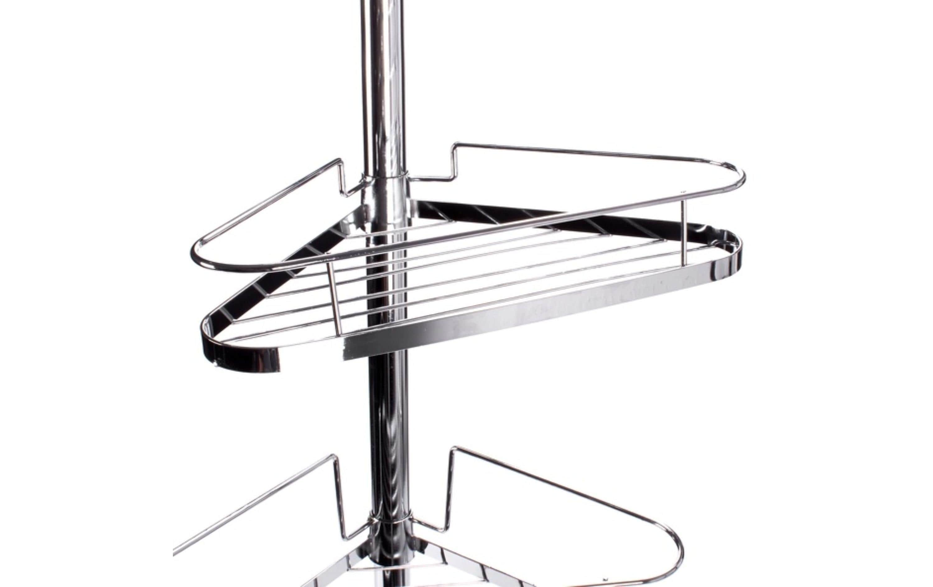 Duschmittelhalter Teleskopstange 145-250 cm, 4 Körbe, SilberSelbststehendes Duschregal