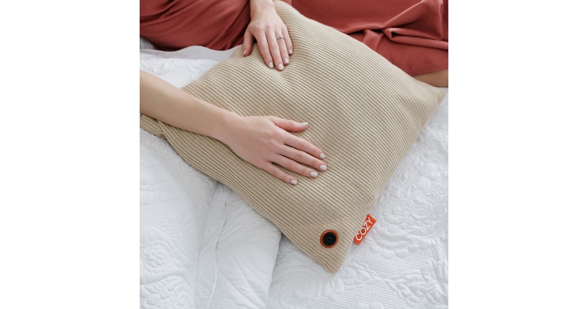CozyUna Knitted 45 x 45 cm draadloos warmtekussen  (Lichtbeige, Powerbank 5000 mAh)