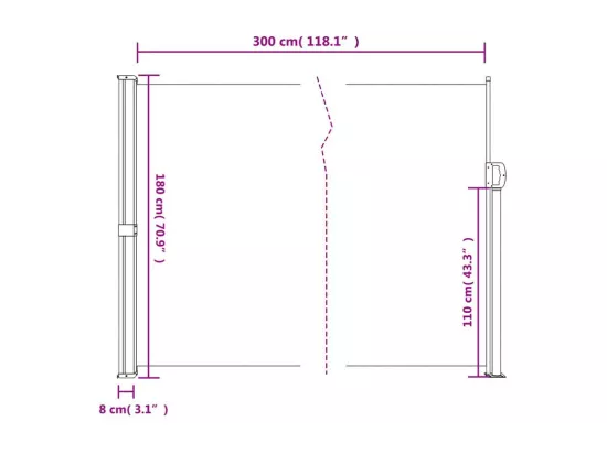 Auvent latéral rétractable vert foncé 180x300