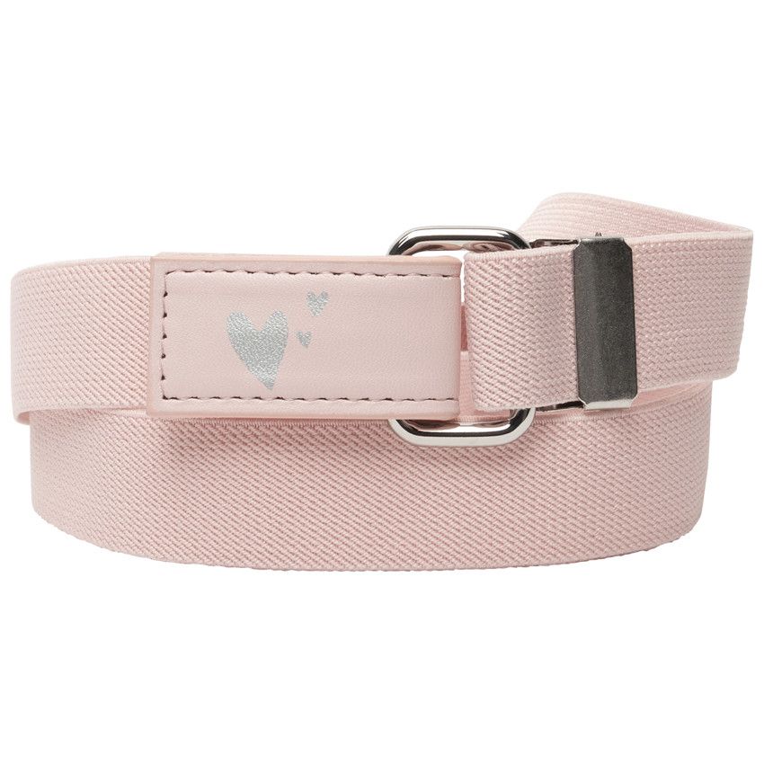 Ceinture rose élastiquée print coeur argenté pour enfant fille - Rose