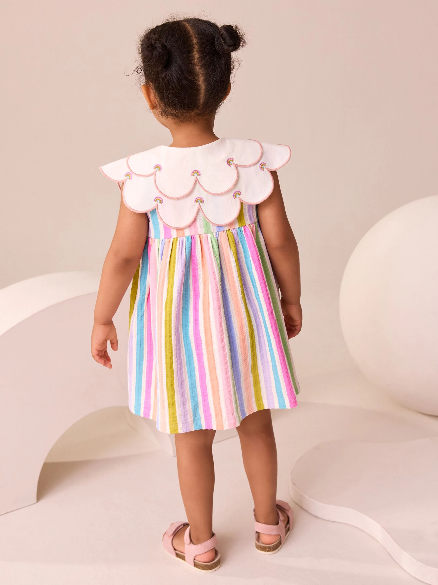 Regenboog - Zomerjurk met kraag (3mnd -7jr)