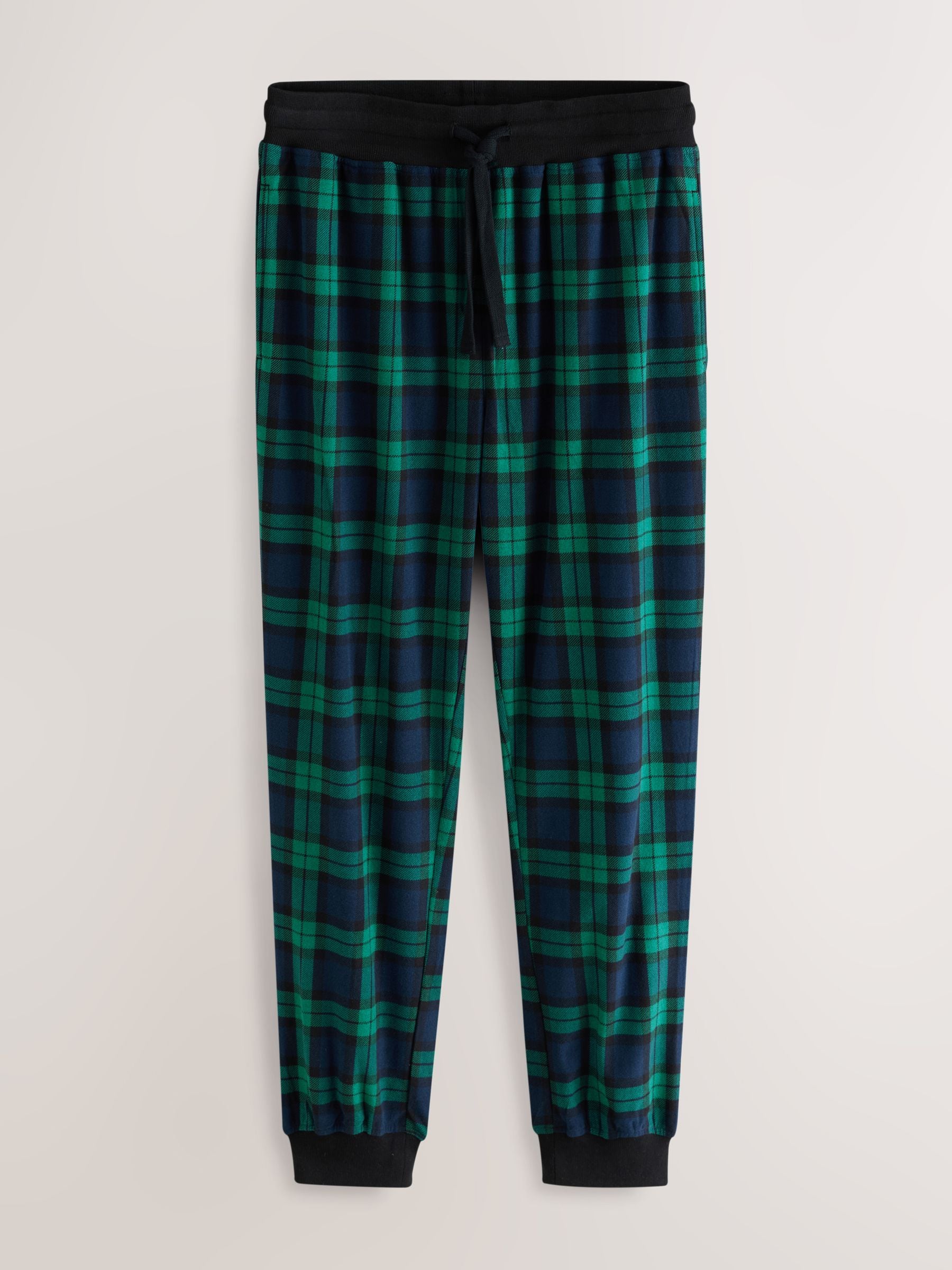 Groen/blauw geruit - Motionflex - Behaaglijke pyjama met lange mouwen en boorden
