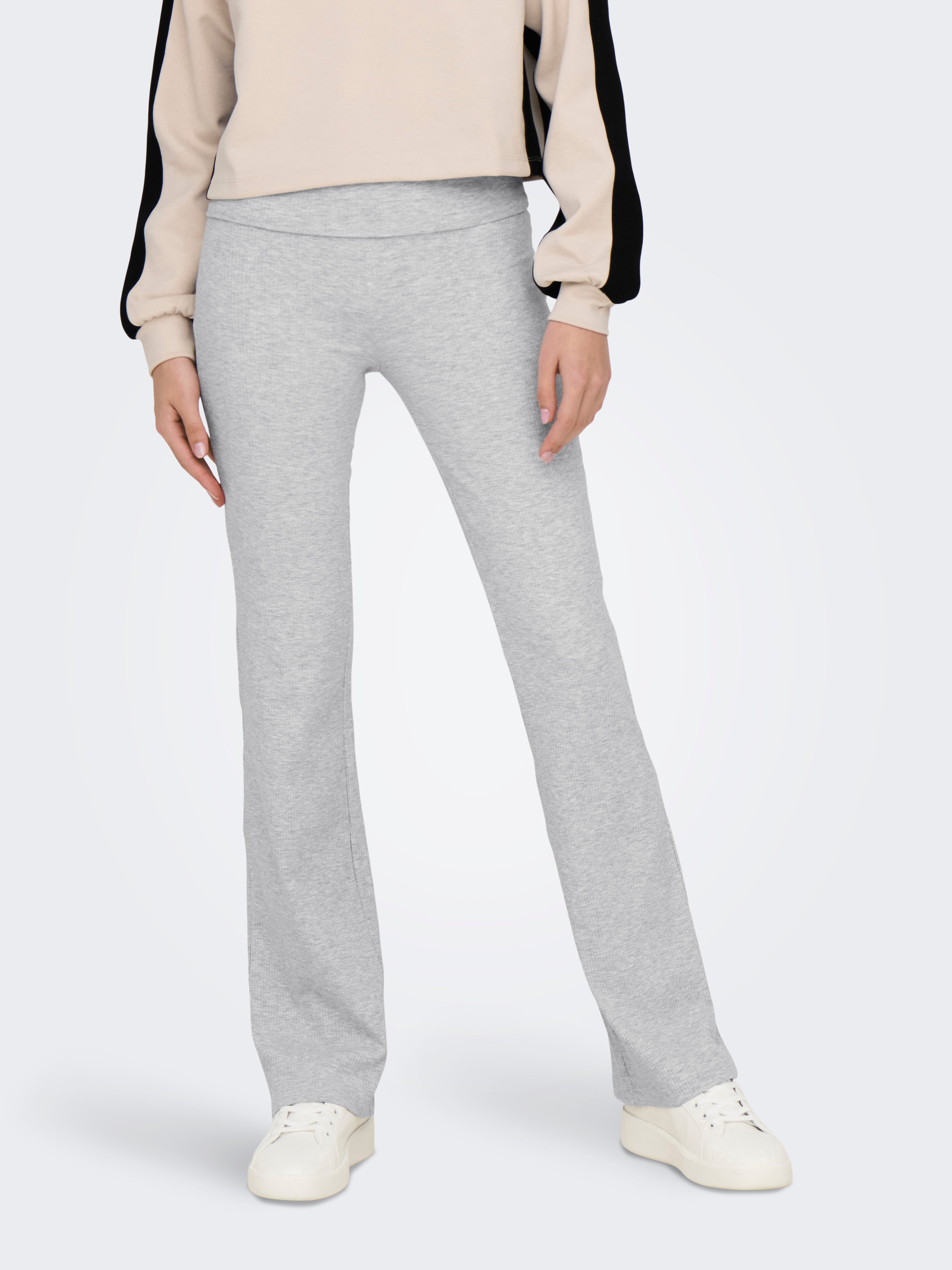 ONPFOLD Mittlere Taille Ausgestellt Hose Light Grey Melange